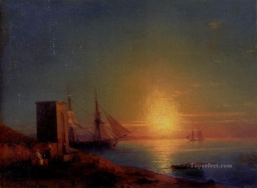  vs Lienzo - Aivazoffski Ivan Konstantinovich figuras en un paisaje costero al atardecer barco marino Ivan Aivazovsky